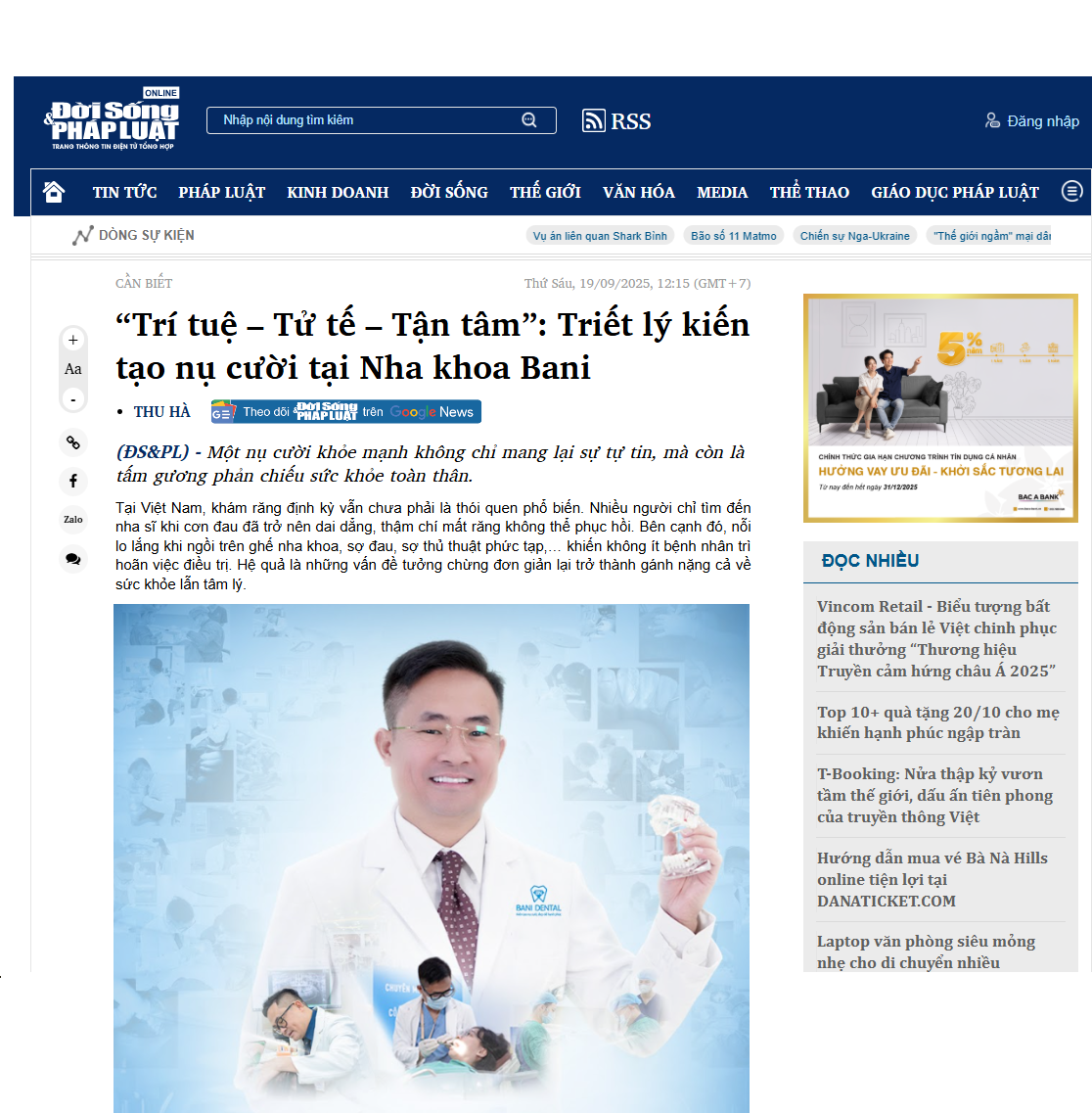 “Trí tuệ – Tử tế – Tận tâm”: Triết lý kiến tạo nụ cười tại Nha khoa Bani